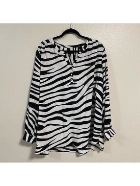 Investments Top Womens Size 3X Zebra Print Blouse NWT